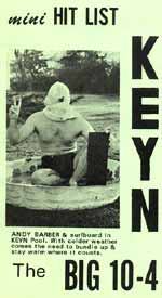 Andy Barber with his Surfboard in the KEYN Pool, 1970