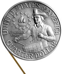 USA Bicentennial quarter coin