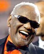 Picture of an older Ray Charles in a tuxedo