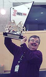 J.R. Russ with XM Indy Trophy